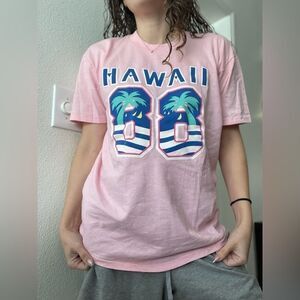 Vintage Hawaii 88 Single Stitch Graphic Tee Size Large Unisex Pink Blue